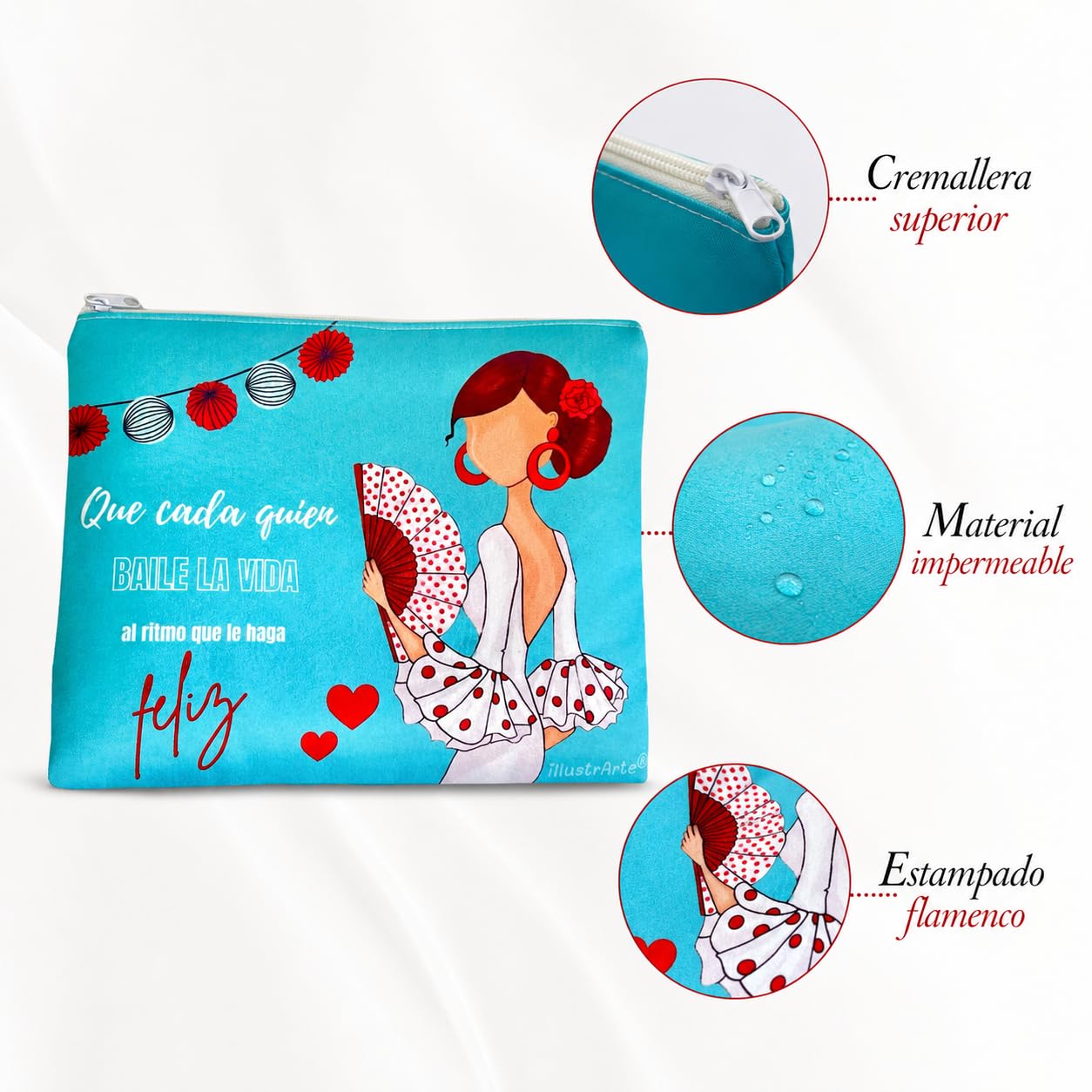 Neceser Granada illustrArte – Pepa Feliz turquesa – vista 4 – imagen Amazon