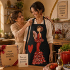 Delantal flamenca illustrArte – Pepa, fondo negro – vista 6