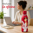 Botella térmica flamenca illustrArte 500 ml – diseño Pepa Feliz – en la oficina