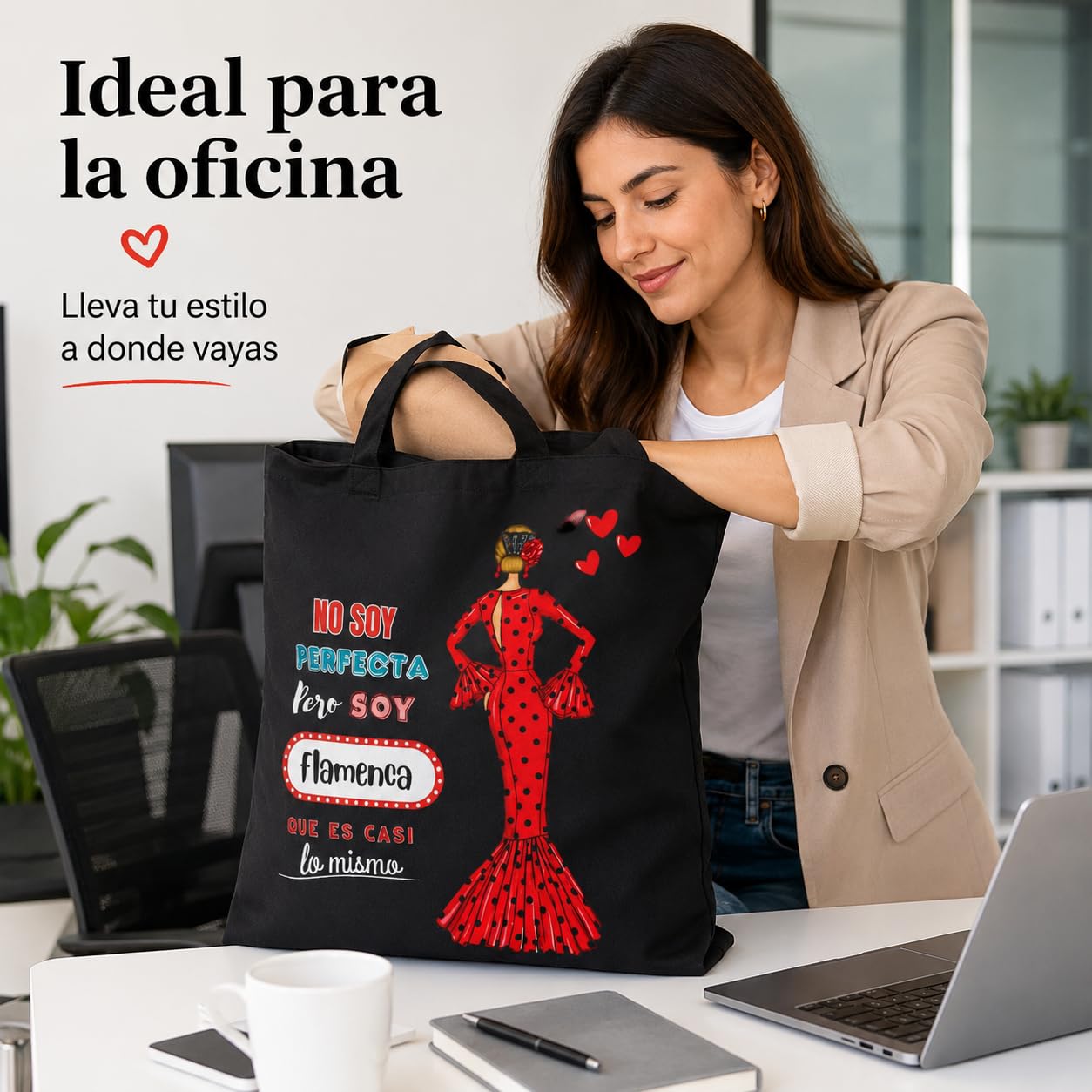 Bolsa tote Málaga flamenca María Rojo con frase 6