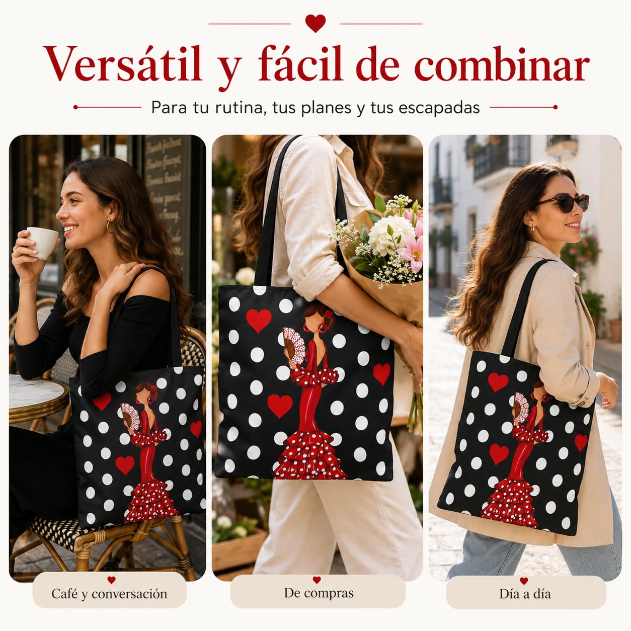 Bolsa tote Málaga flamenca Pepa con lunares 6