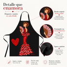 Delantal flamenca illustrArte – Pepa, fondo negro – vista 7