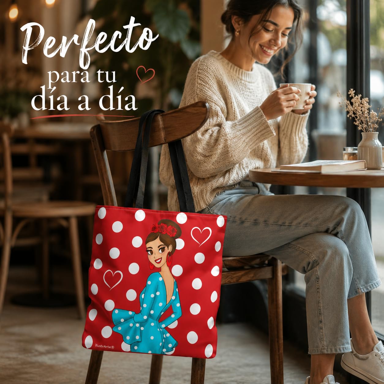 Bolsa tote Málaga flamenca Paquita rojo con lunares 6