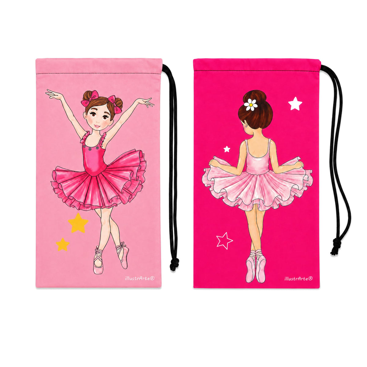 Bolsa para zapatillas de ballet illustrArte 20 x 36 cm – ambos diseños