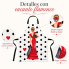 Delantal flamenca illustrArte – Manuela, fondo blanco con lunares – vista 8