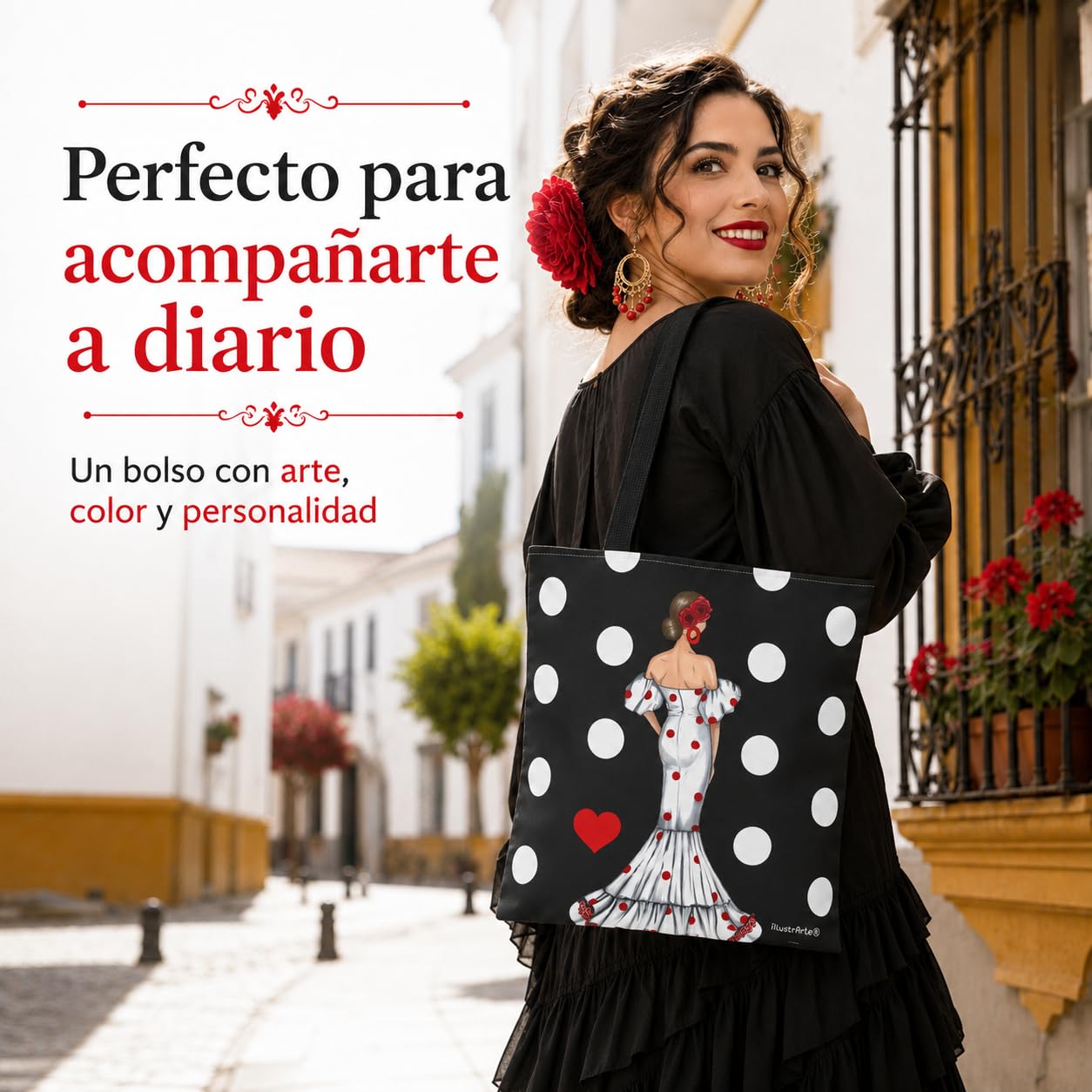 Bolsa tote Málaga flamenca Maite con lunares 2