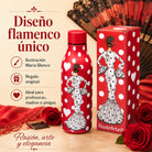 Botella térmica flamenca illustrArte 500 ml – diseño María Blanco, fondo rojo – vista 7