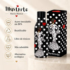 Botella térmica flamenca illustrArte 500 ml – diseño María Blanco, fondo negro – vista 4