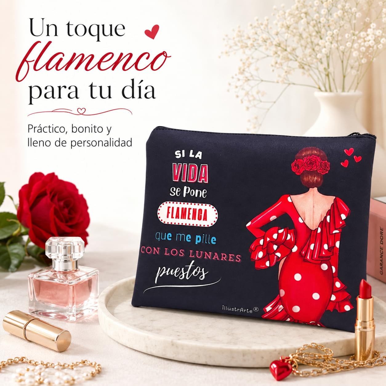 Neceser Granada illustrArte – Macarena, fondo negro con frase – vista 3 – imagen Amazon