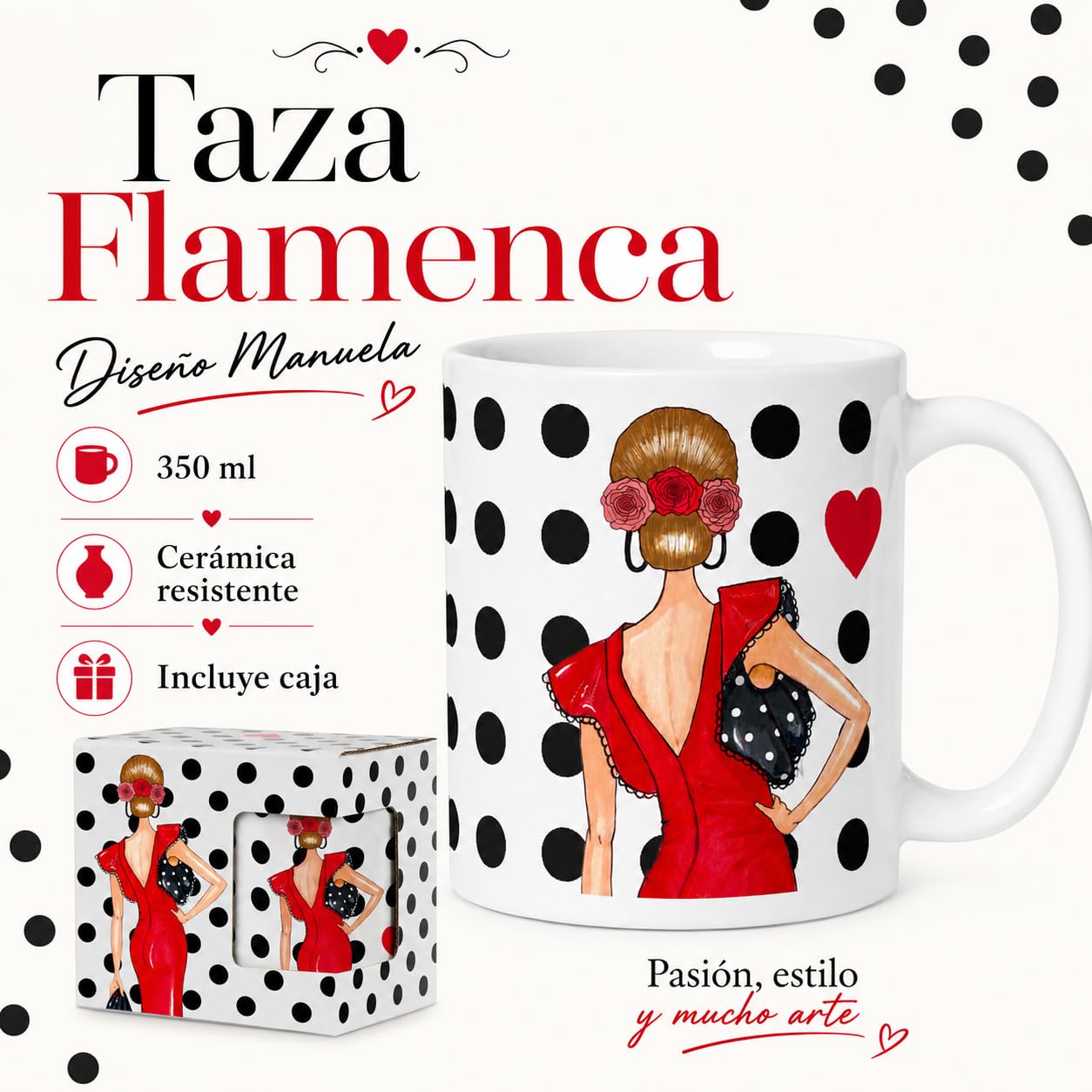 Taza flamenca illustrArte – Manuela – vista 2