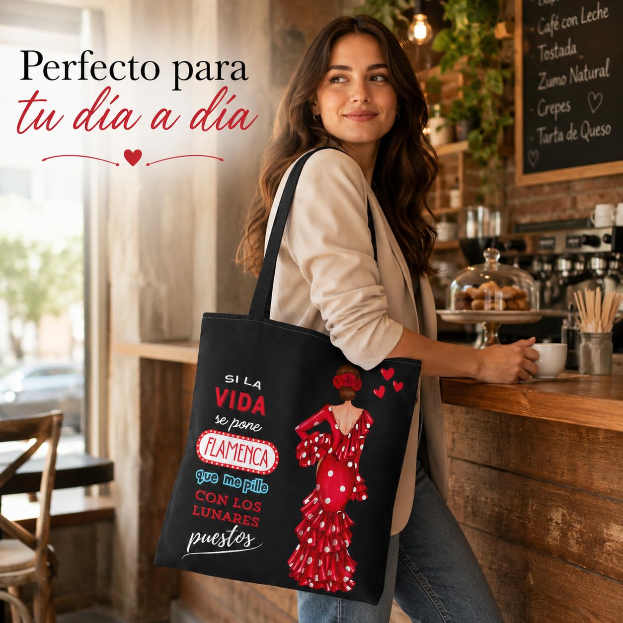 Bolsa tote Málaga flamenca Macarena con frase 4
