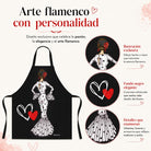 Delantal flamenca illustrArte – María Blanco, fondo negro – vista 5