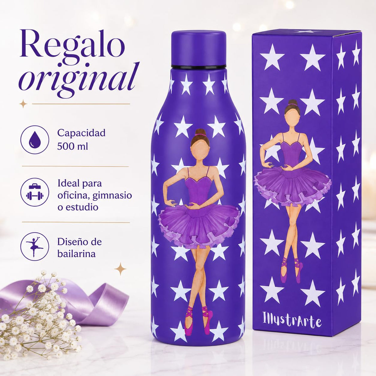 Botella térmica bailarina illustrArte 500 ml – diseño Sara – vista 6