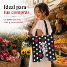 Bolsa tote Málaga flamenca María Blanco fondo negro con lunares 6