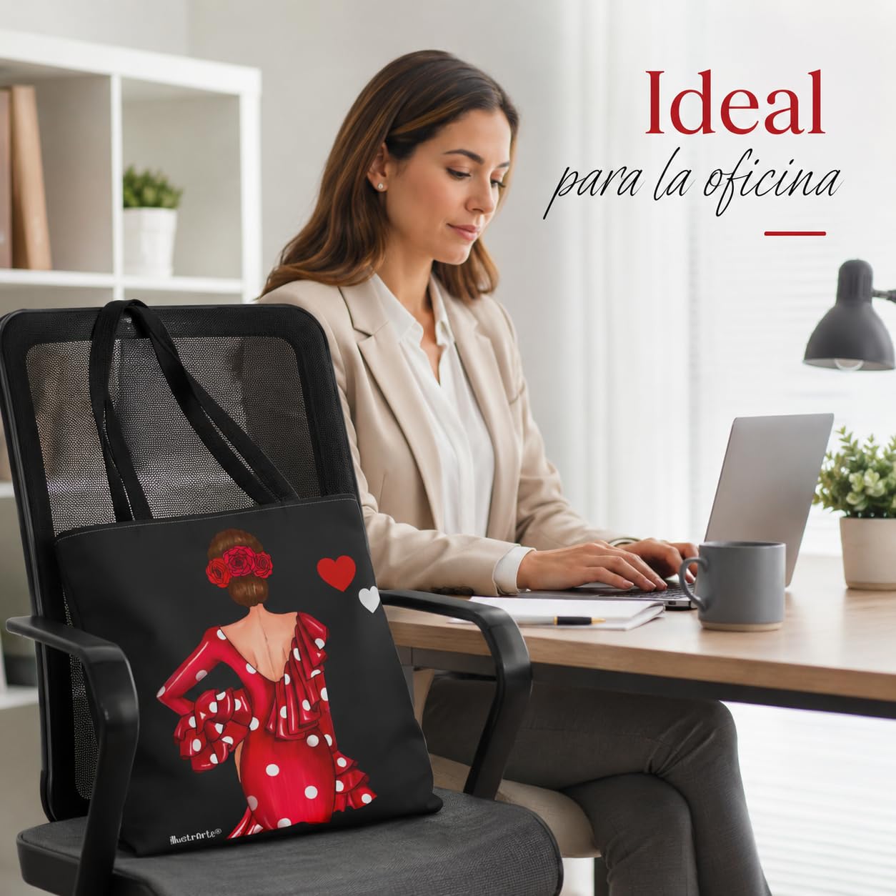 Bolsa tote Málaga flamenca Macarena rojo liso 6