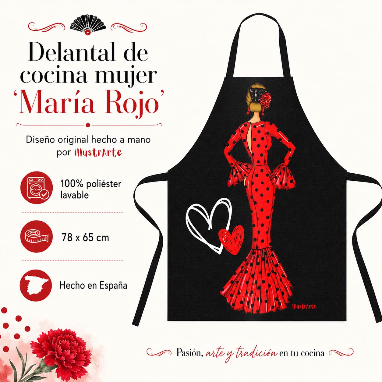 Delantal flamenca illustrArte – María Rojo – vista 3