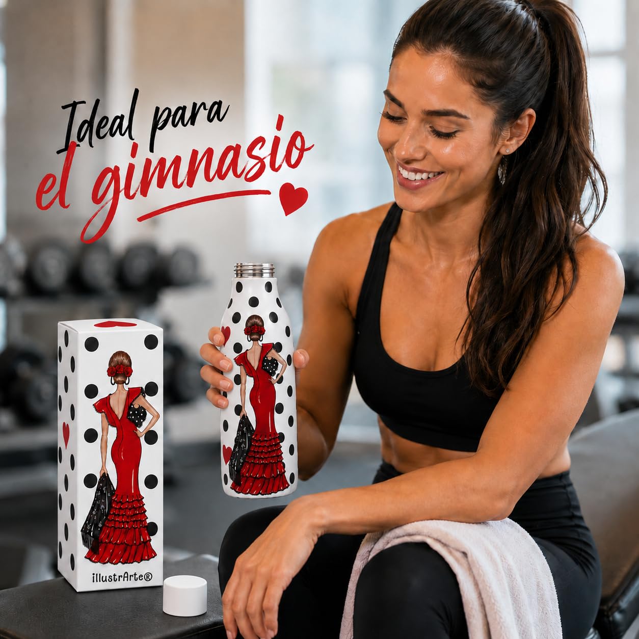 Botella térmica illustrArte 500 ml – diseño Manuela, flamenca de lunares – vista 6