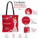Bolsa tote Málaga flamenca Pepa Feliz rojo con frase 5