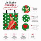 Bolsa tote Málaga flamenca Lucía verde con lunares 5