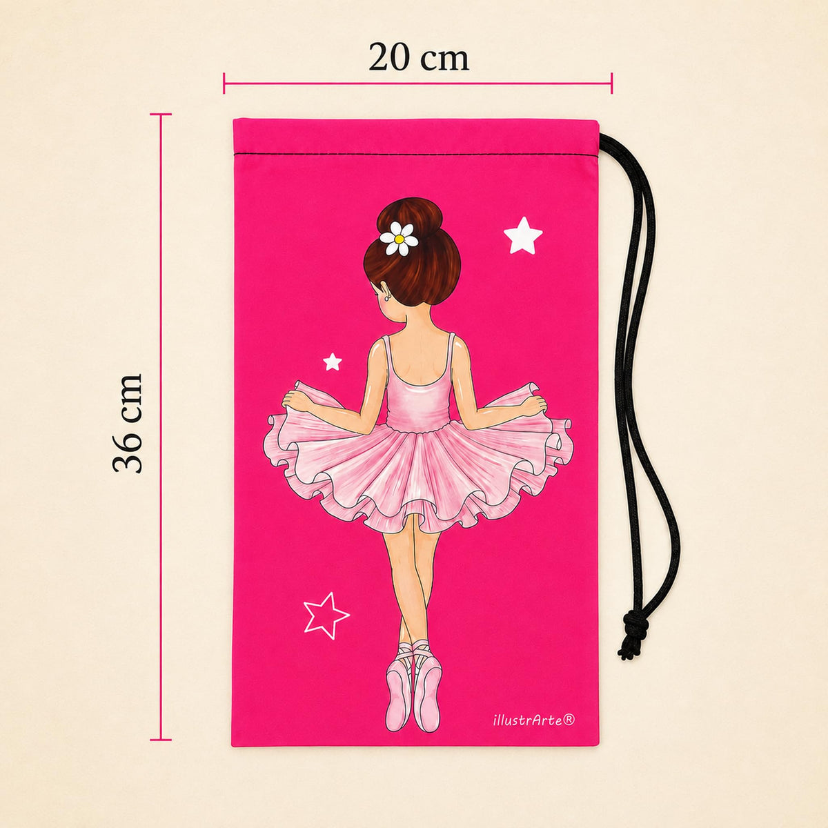 Bolsa para zapatillas de ballet illustrArte 20 x 36 cm – diseño Tina – vista 4