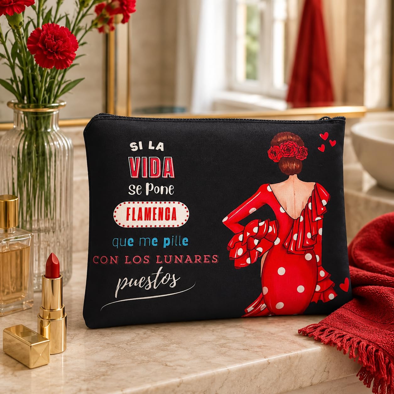 Neceser Granada illustrArte – Macarena, fondo negro con frase – vista 6 – imagen Amazon