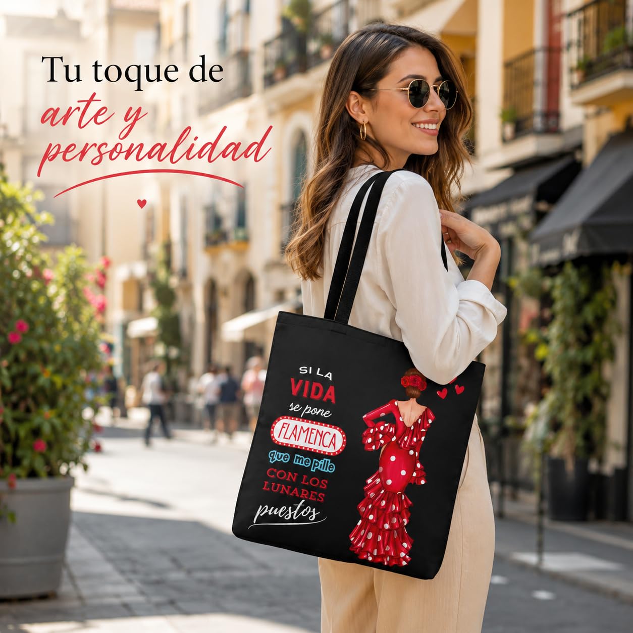Bolsa tote Málaga flamenca Macarena con frase 2
