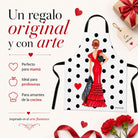 Delantal flamenca illustrArte – Manuela, fondo blanco con lunares – vista 7