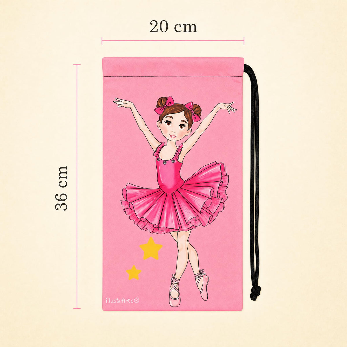 Bolsa para zapatillas de ballet illustrArte 20 x 36 cm – diseño Marina – vista 4