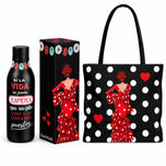 Bottle + Málaga bag pack – Macarena polka dots – MAIN