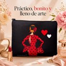 Neceser Granada illustrArte – María Rojo, fondo negro con corazones – vista 6 – imagen Amazon