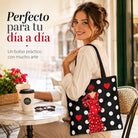 Bolsa tote Málaga flamenca Macarena negro con lunares 3