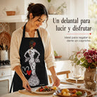 Delantal flamenca illustrArte – María Blanco, fondo negro – vista 6