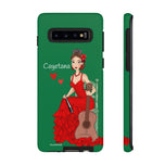 Personalised phone case flamenco dancer Cayetana, green background for Samsung Galaxy S10, gloss finish – illustrArte