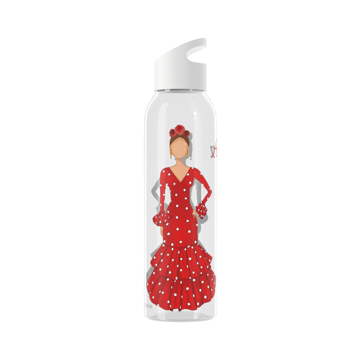 Botella Transparente-negra  Personalizable de Tritan™ - Modelo Flamenca Ana