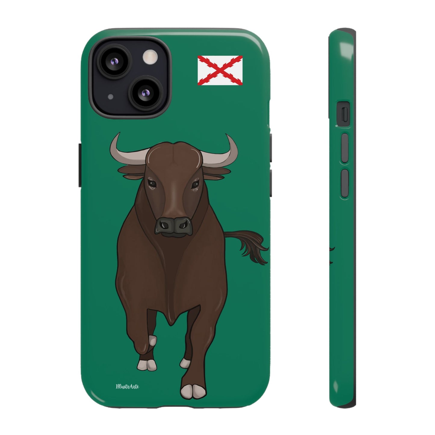 una funda de teléfono con un toro en ella