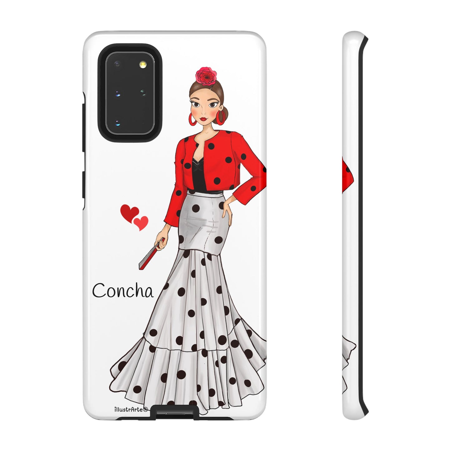 Modelo Conchita de la funda de teléfono personalizable mostrando detalles del diseño, ideal para varios tipos de smartphones.