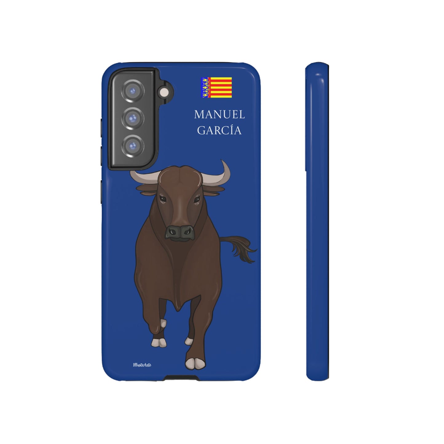 una funda de teléfono con una imagen de un toro