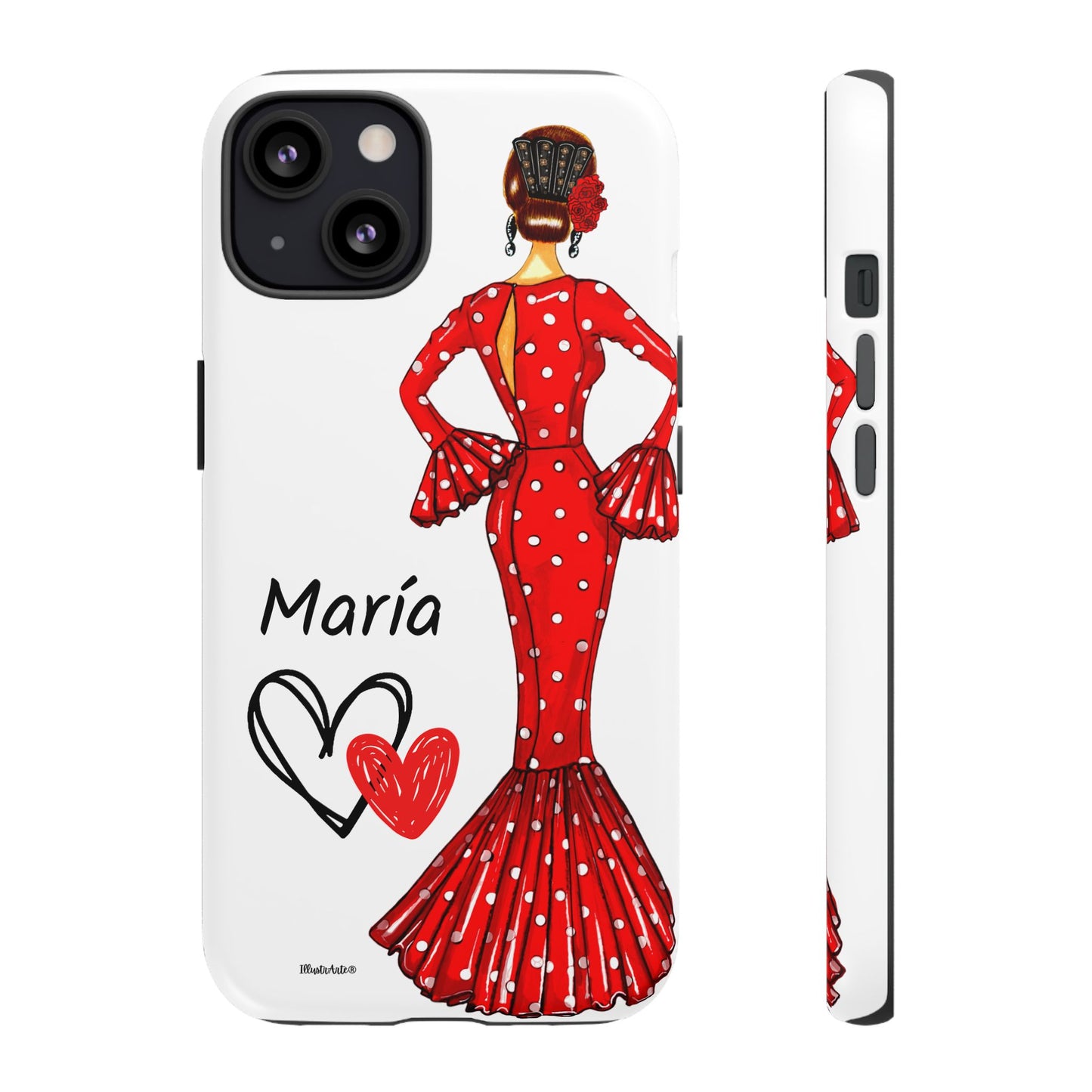 Personalized Pepa phone case on a black background with the Virgin Mary – for iPhone, Samsung, Pixel