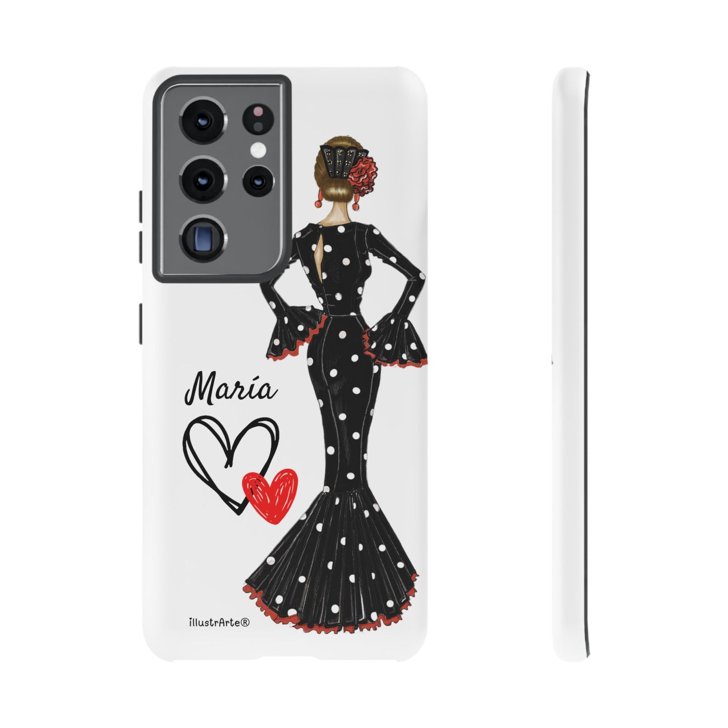 Personalized phone case Maria in black dress – for iPhone, Samsung, Pixel