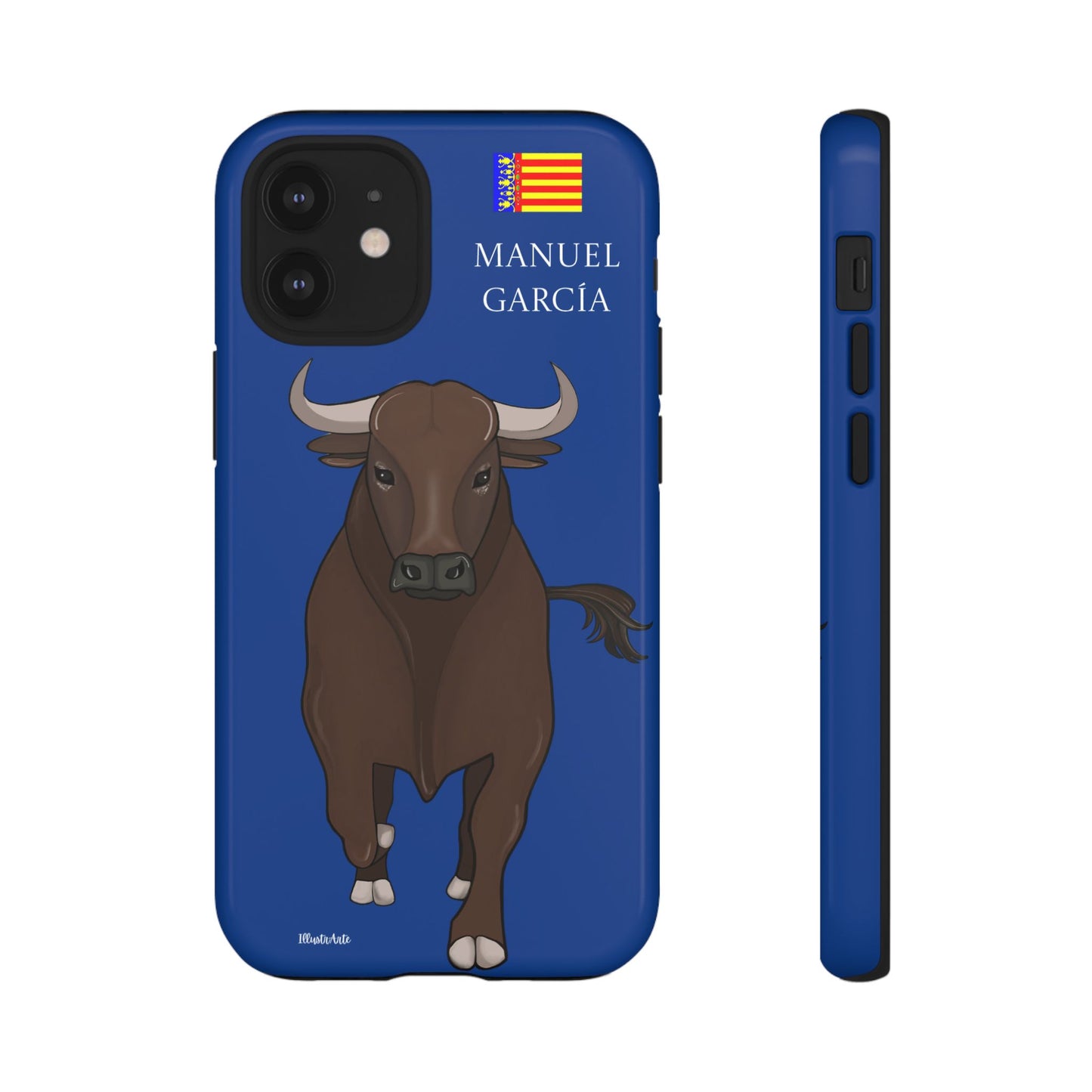 una funda de teléfono con una imagen de un toro