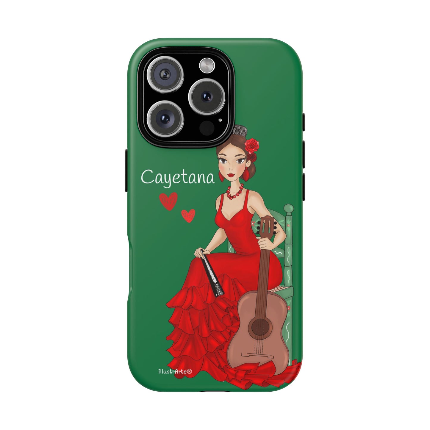 Cayetana personalized phone case with green background – for iPhone, Samsung, Pixel