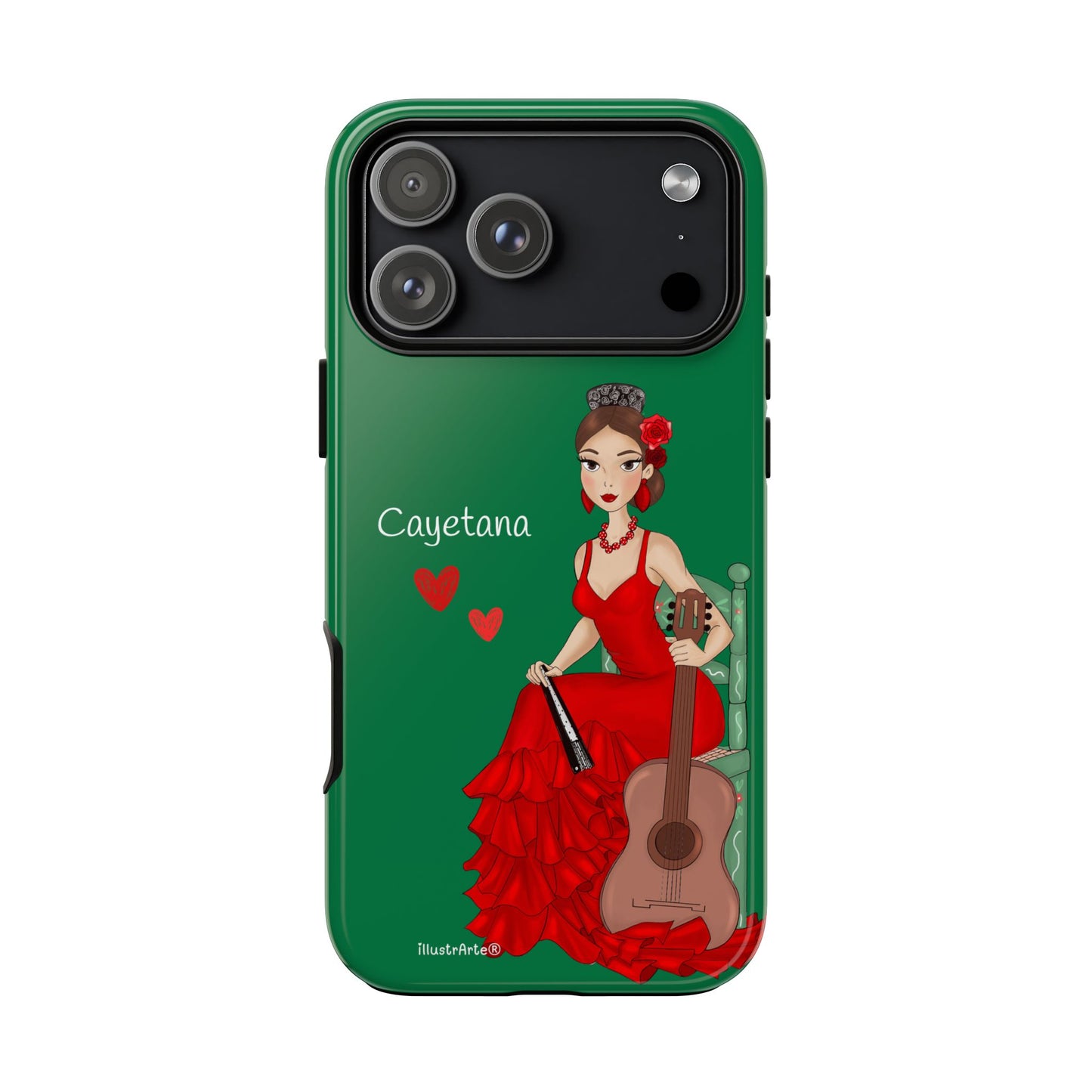 Cayetana personalized phone case with green background – for iPhone, Samsung, Pixel