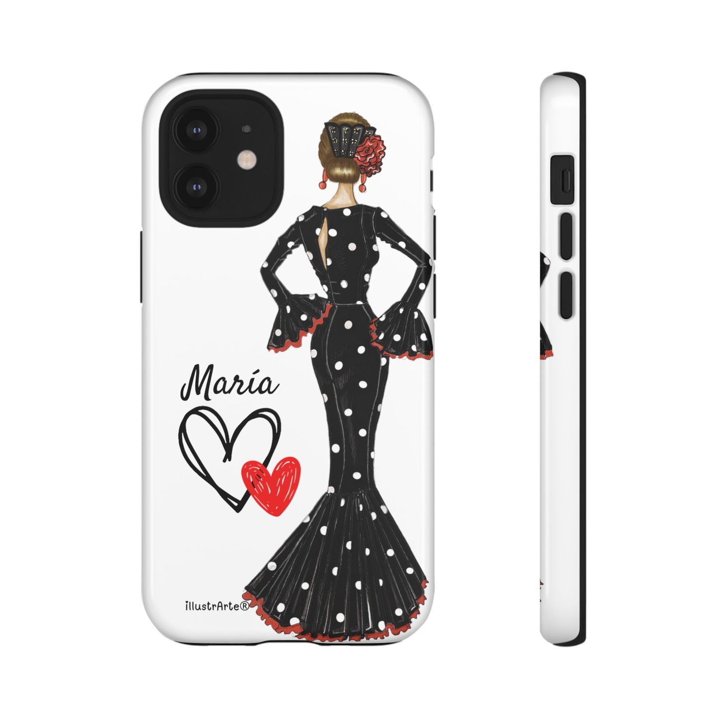 Personalized phone case Maria in black dress – for iPhone, Samsung, Pixel