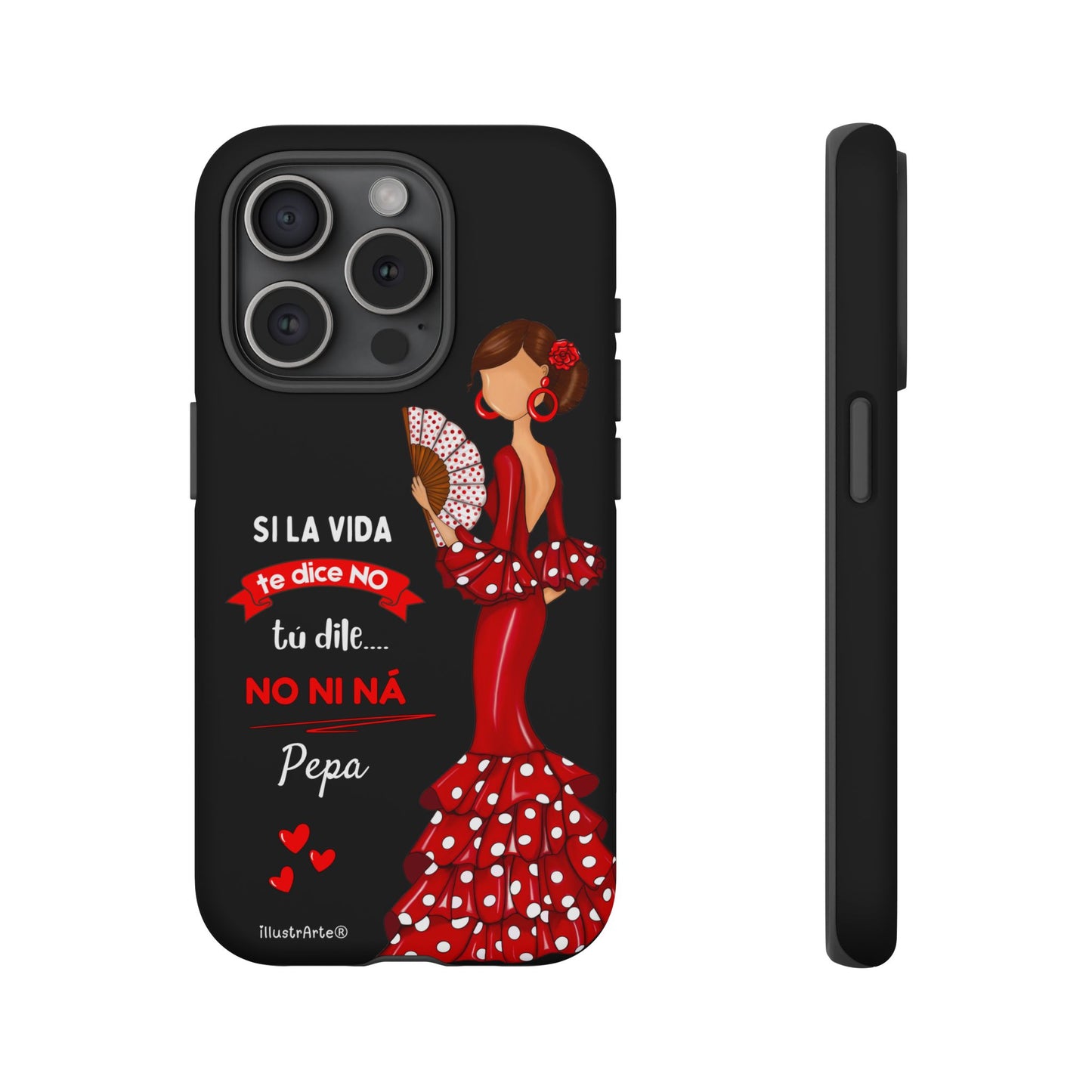 Funda de teléfono personalizable  - Modelo Pepa con frase Para iPhone, Samsung