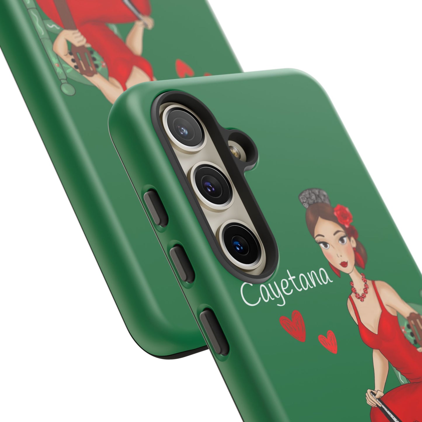 Cayetana personalized phone case with green background – for iPhone, Samsung, Pixel