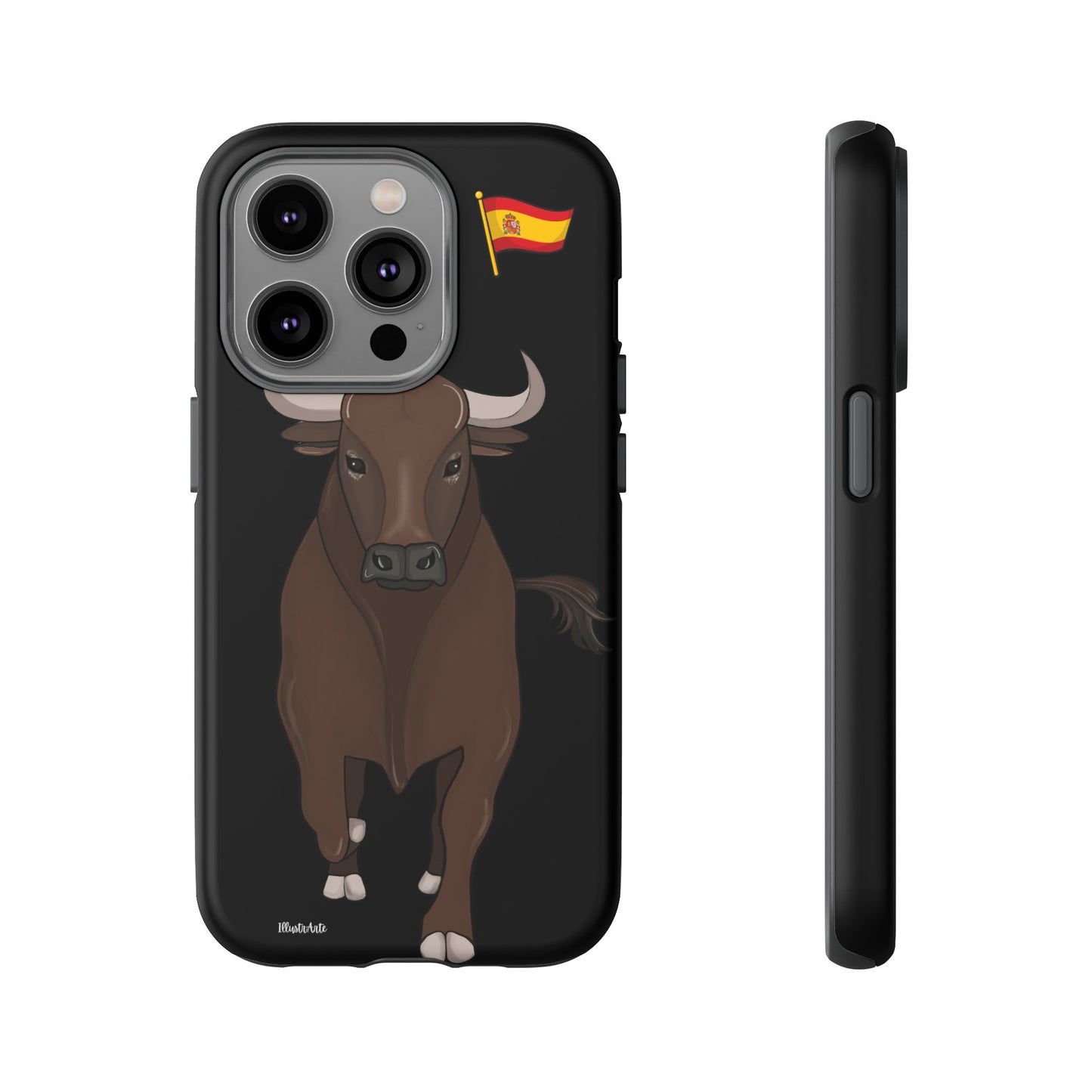 una funda de teléfono con una imagen de un toro