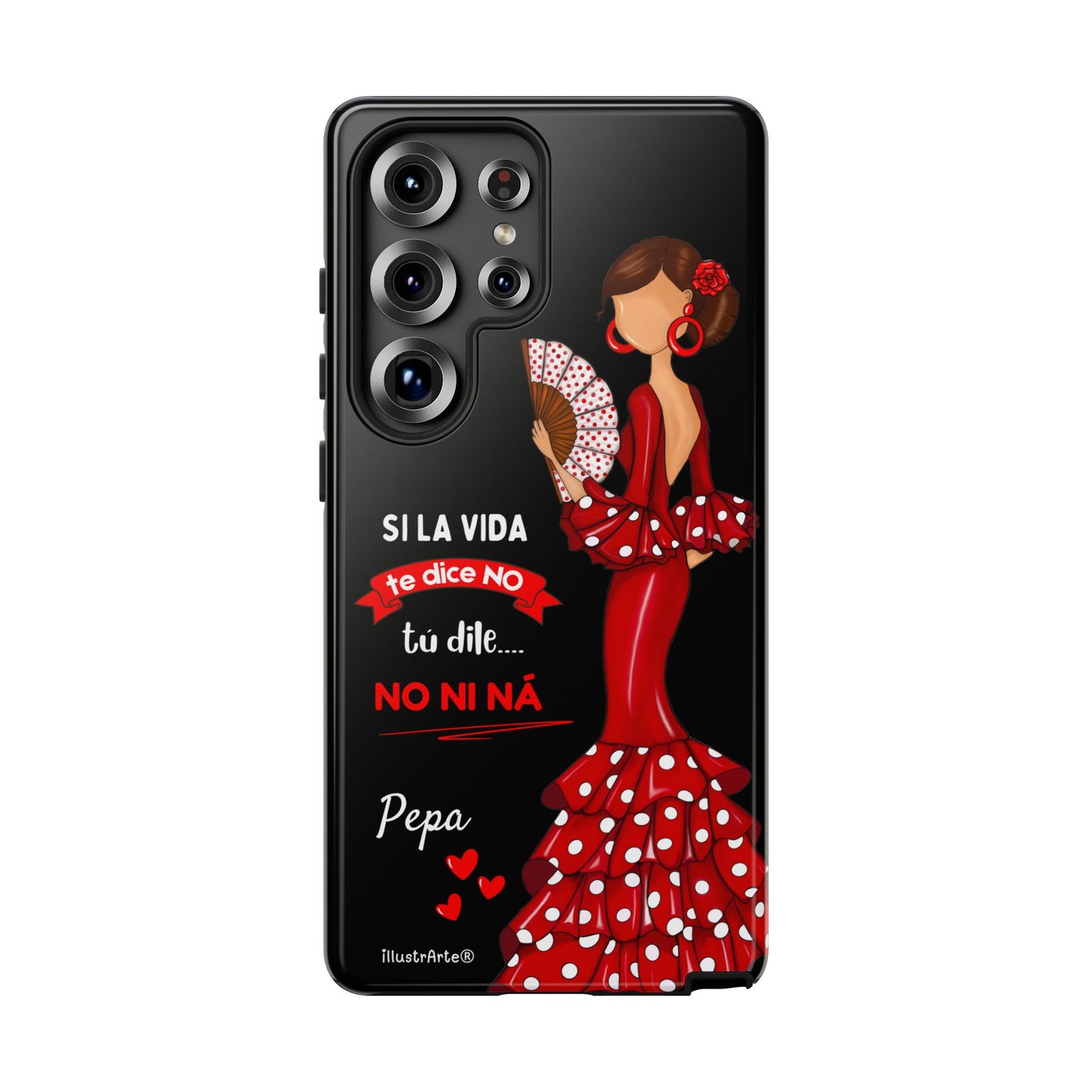 Funda de teléfono personalizable  - Modelo Pepa con frase Para iPhone, Samsung