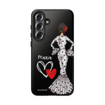 Personalised phone case flamenco dancer María, white dress for Samsung Galaxy S25 Plus, gloss finish – illustrArte