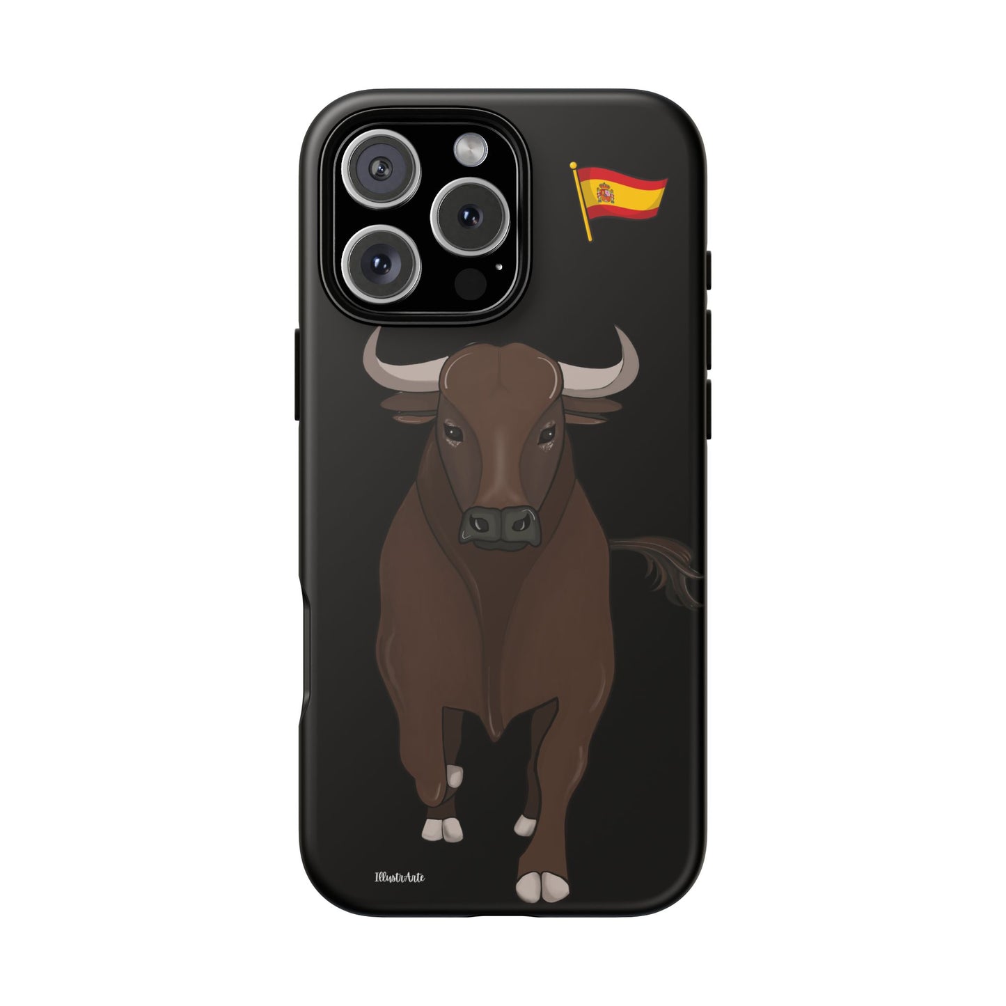 una funda de teléfono con una imagen de un toro