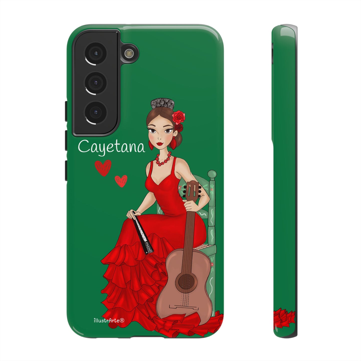 Cayetana personalized phone case with green background – for iPhone, Samsung, Pixel